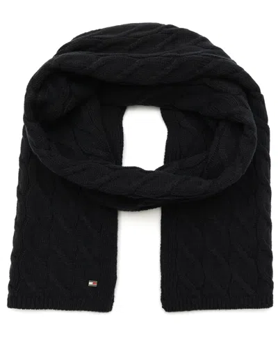 Tommy Hilfiger Men's Wide Cable Scarf In Black