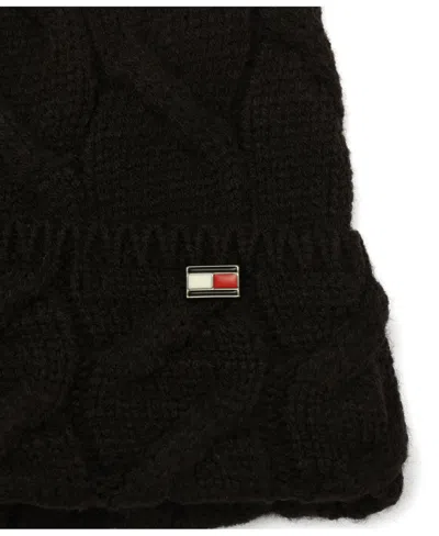 Tommy Hilfiger Men's Wide Cable Cuff Hat In Black