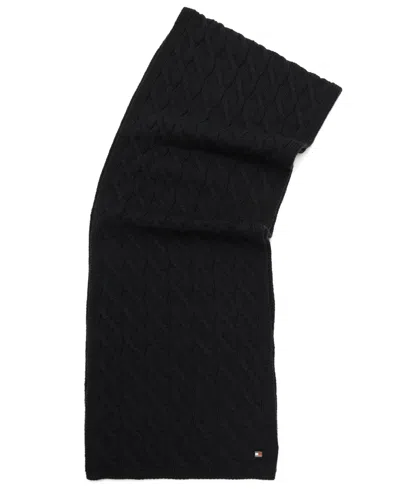 Tommy Hilfiger Men's Wide Cable Scarf In Black