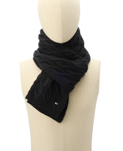 Tommy Hilfiger Men's Wide Cable Scarf In Black