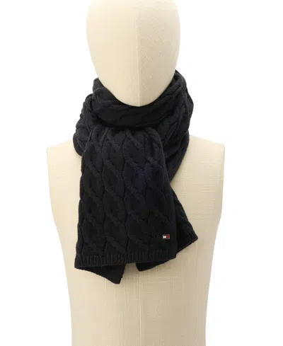 Tommy Hilfiger Men's Wide Cable Scarf In Black