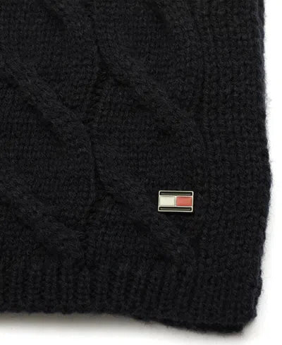 Tommy Hilfiger Men's Wide Cable Scarf In Black