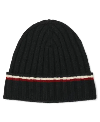 Tommy Hilfiger Men's 2-piece Wide Rib Global Stripe Cuff Beanie And Scarf Set In Black