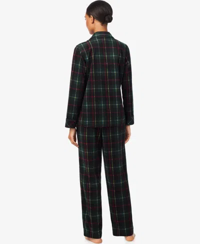 Ralph Lauren Women's Long Sleeves Notch Collar Pajama Set In Green
