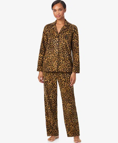 Ralph Lauren Women's Long Sleeves Notch Collar Pajama Set In Brown
