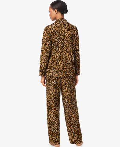 Ralph Lauren Women's Long Sleeves Notch Collar Pajama Set In Brown