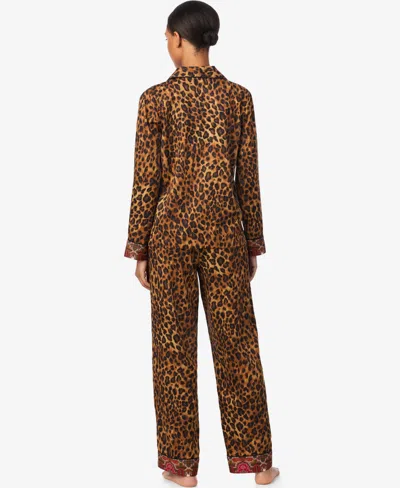 Ralph Lauren Women's Long Sleeves Notch Collar Pajama Set In Brown