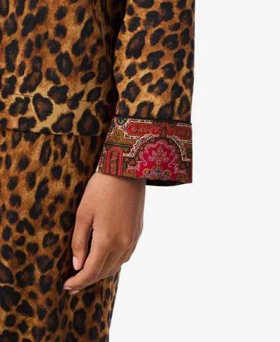 Ralph Lauren Women's Long Sleeves Notch Collar Pajama Set In Brown