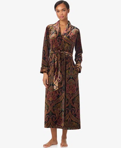 Ralph Lauren Women's Long Sleeves Shawl Collar Robe In Brown