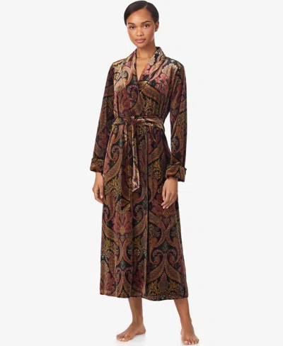 Ralph Lauren Women's Long Sleeves Shawl Collar Robe In Brown