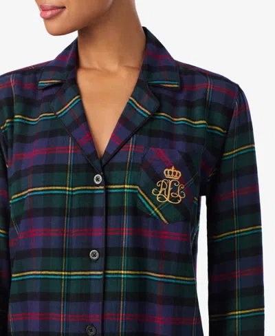 Ralph Lauren Women's Long Sleeves Notch Collar Pajama Set In Multi