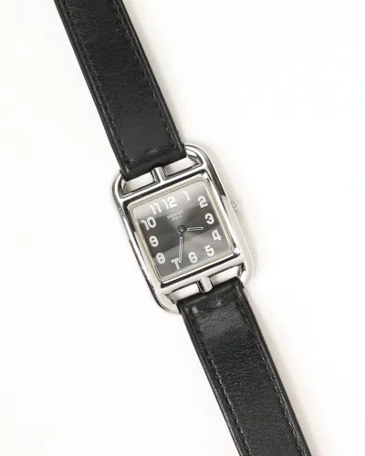 Pre-owned Hermes Hermès Cape Cod 23mm Ref Cc1.210 Double Tour Strap Watch In Gray