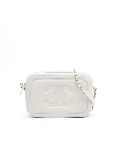 Pre-owned Chanel Cc Octagon Camera Bag In White
