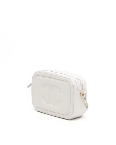 Pre-owned Chanel Cc Octagon Camera Bag In White