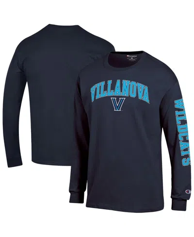 Champion Men's Navy Villanova Wildcats Arch Over Logo 2-hit Long Sleeve T-shirt In Blue