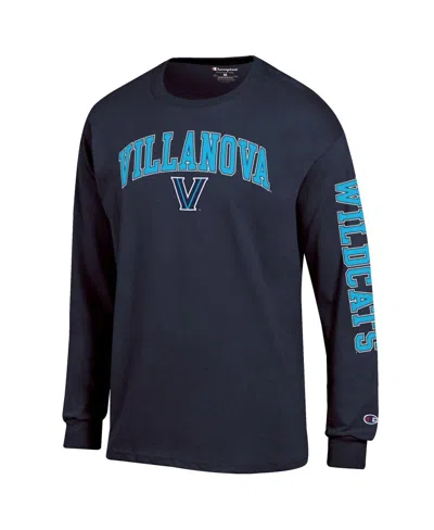 Champion Men's Navy Villanova Wildcats Arch Over Logo 2-hit Long Sleeve T-shirt In Blue