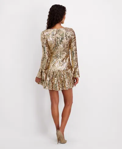 Siena Women's Long Sleeve Mini Dress In Gold