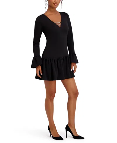 Siena Women's Fluence Bottom Long Sleeves Mini Dress In Black
