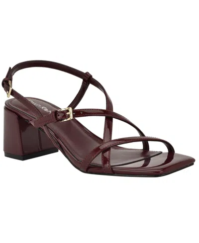 Calvin Klein Women's Pandy Strappy Block Heel Sandals In Burgundy