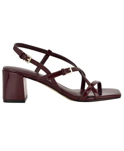 Calvin Klein Women's Pandy Strappy Block Heel Sandals In Burgundy