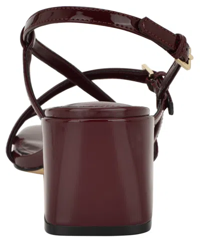 Calvin Klein Women's Pandy Strappy Block Heel Sandals In Burgundy