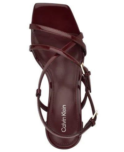 Calvin Klein Women's Pandy Strappy Block Heel Sandals In Burgundy