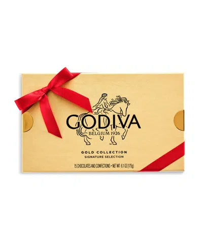 Godiva Assorted Chocolate Gift Box With Red Ribbon, 15 Pieces In Gold