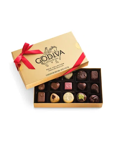 Godiva Assorted Chocolate Gift Box With Red Ribbon, 15 Pieces In Gold