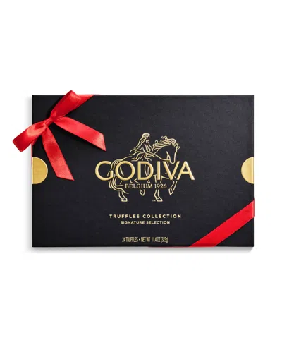 Godiva Signature Truffles Assorted Chocolate Gift Box With Red Ribbon, 24 Pieces In Transparent