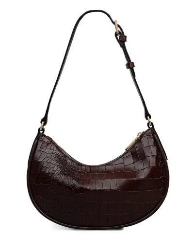 Radley London Heath Crescent Croc Small Ziptop Shoulder Bag In Brown