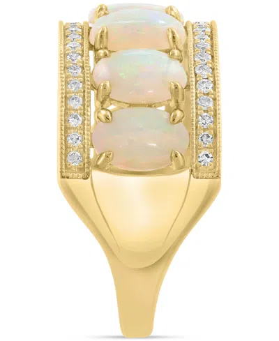 Effy Collection Effy Opal (2 Ct. T.w.) & Diamond (1/5 Ct. T.w.) Oval Channel Ring In 14k Gold In Multi
