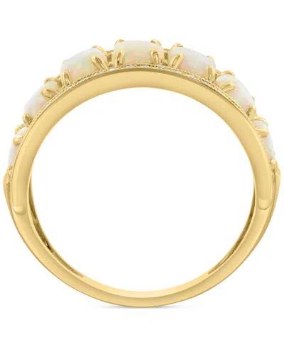 Effy Collection Effy Opal (2 Ct. T.w.) & Diamond (1/5 Ct. T.w.) Oval Channel Ring In 14k Gold In Multi