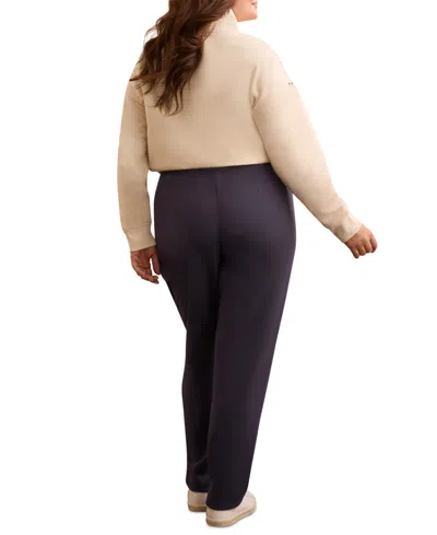 Tribal Plus Size Techno Lux Pull-on Ankle Pants In Blue