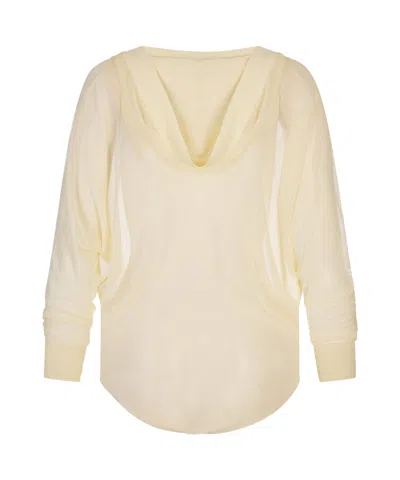 Alaïa V-neck Hoodie In Neutral