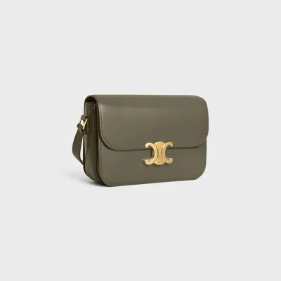 Celine Classique Triomphe Bag In Shiny Calfskin In Gray