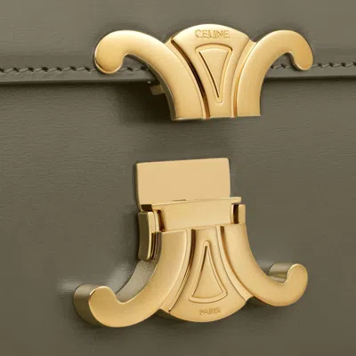 Celine Classique Triomphe Bag In Shiny Calfskin In Gray