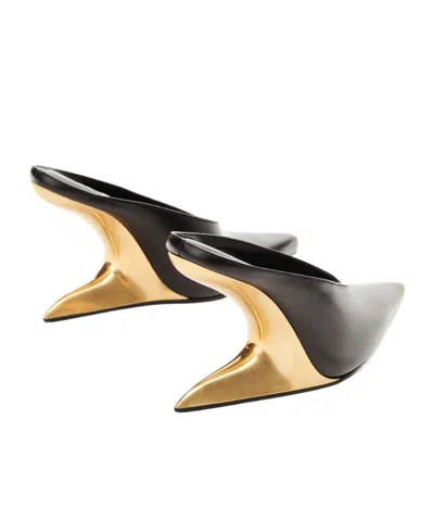 Alexander Wang Boomerang 105mm Wedge Mule Shoes In Black