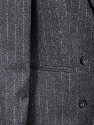 Peserico Pinstripe-pattern Double-breasted Jacket In Black