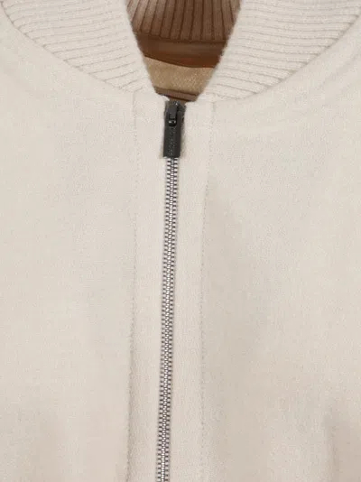 Peserico Zip-front Fringed Cape In Neutral