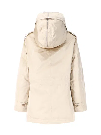 Ermanno Scervino Short Creamy Beige Shearling-lined Jacket With Epaulets In Neutral