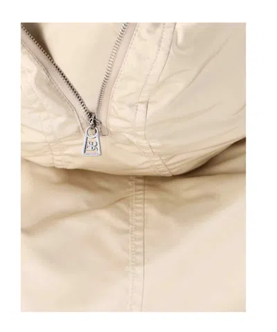 Ermanno Scervino Short Creamy Beige Shearling-lined Jacket With Epaulets In Neutral