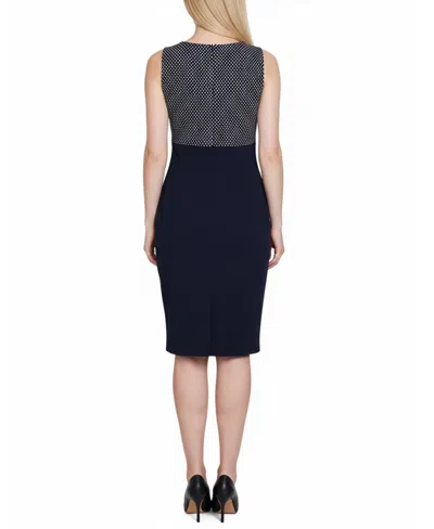 Ny Collection Women's Scoop Neck 3/4 Sleeve Dress In Blue