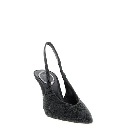 René Caovilla Textured Slingback Pump Pointed Toe In Black