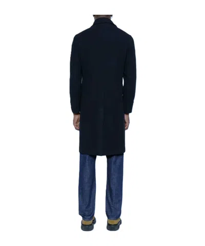 Tagliatore Double-breasted Notched-lapels Coat In Blue