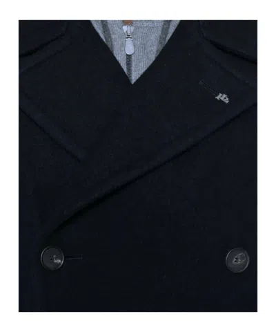 Tagliatore Double-breasted Notched-lapels Coat In Blue