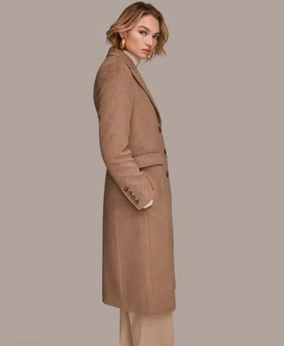 Donna Karan Women's Single-breasted Stitch Trimmed Coat In Brown