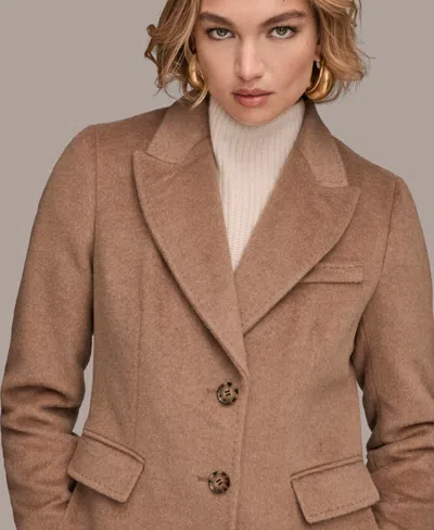 Donna Karan Women's Single-breasted Stitch Trimmed Coat In Brown