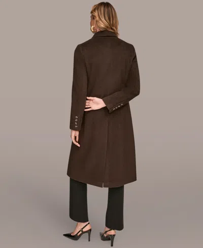 Donna Karan Women's Single-breasted Stitch Trimmed Coat In Brown