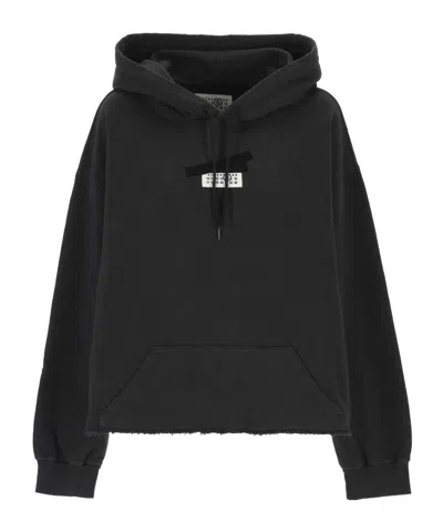 Mm6 Maison Margiela Mm6 By Maison Margiela Relaxed-fit Cotton Hoodie With Adjustable Drawstring In Black
