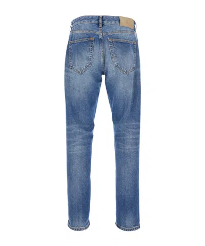 Pt Torino Light-blue Jeans With Logo Patch On The Rear And Belt Loops In Denim Man In Blue